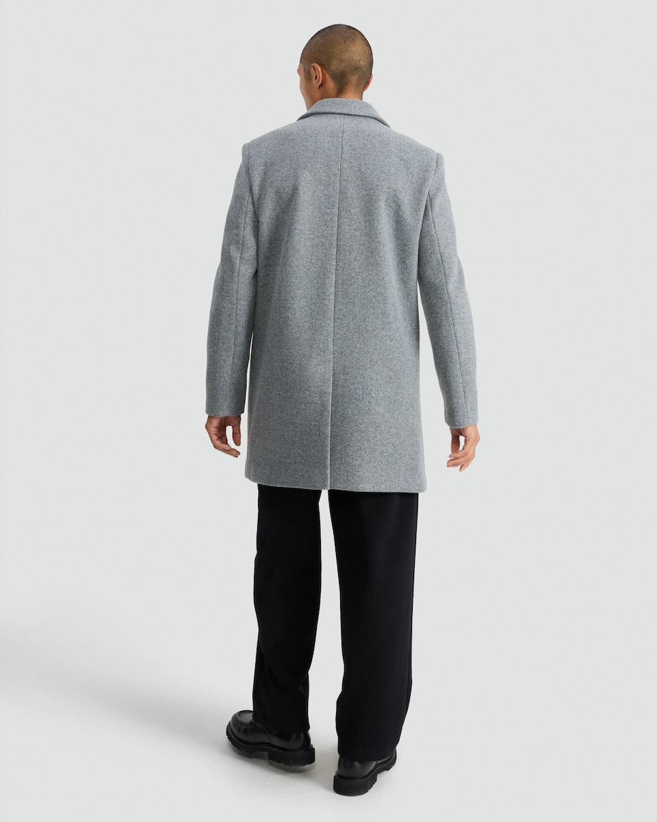 image 1 of F&F Single Breasted Side Pocket Coat in Grey Marl