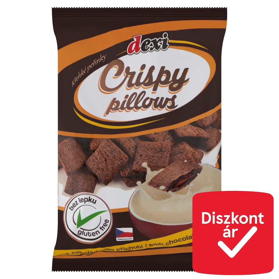 Dexi gluténmentes ropogós párnák csokoládé ízesítésű töltelékkel 150 g  1. kép