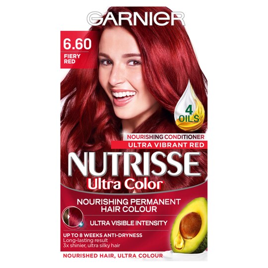 Garnier Nutrisse 6 60 Ultra Fiery Red Permanent Hair Dye Tesco