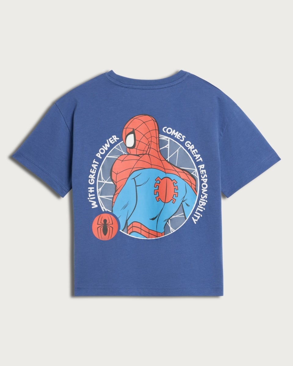 image 1 of Marvel Spider-Man Pure Cotton T-Shirt in Blue