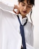 image 3 of F&F Textured Tie Neck Blouse in Cream
