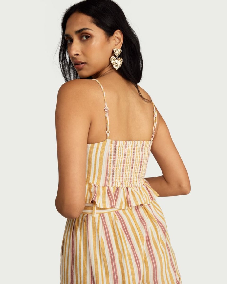 image 1 of F&F Cotton Rich Striped Tie Front Co-ord Top in Multi
