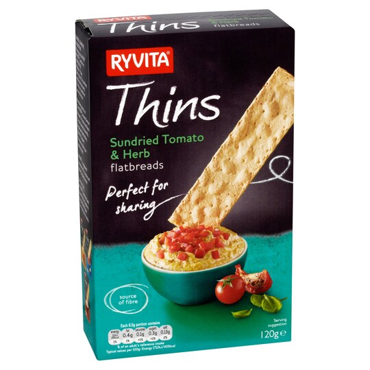 Ryvita Thins Sun Dried Tomato 120G Tesco Groceries