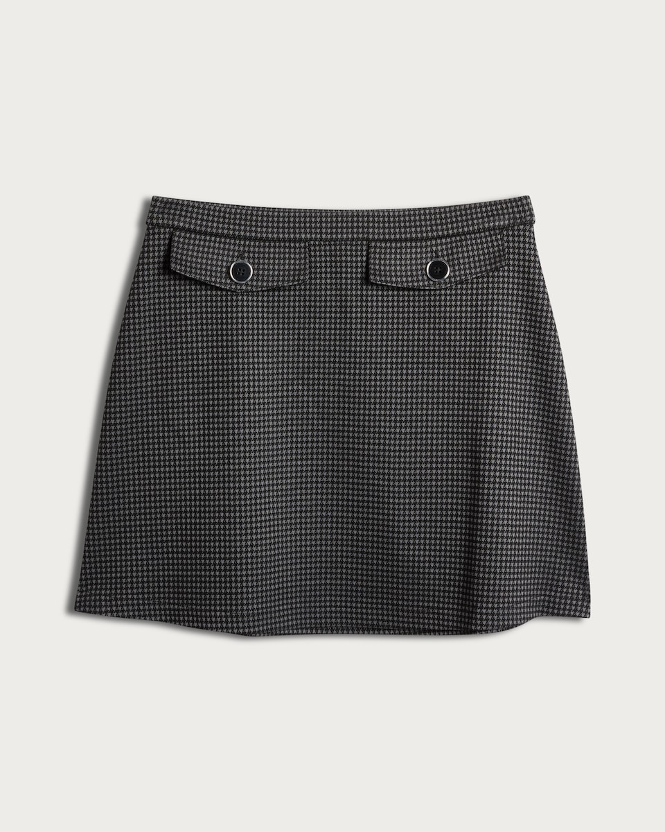 image 1 of F&F Ponte Houndstooth Mini Skirt in Grey