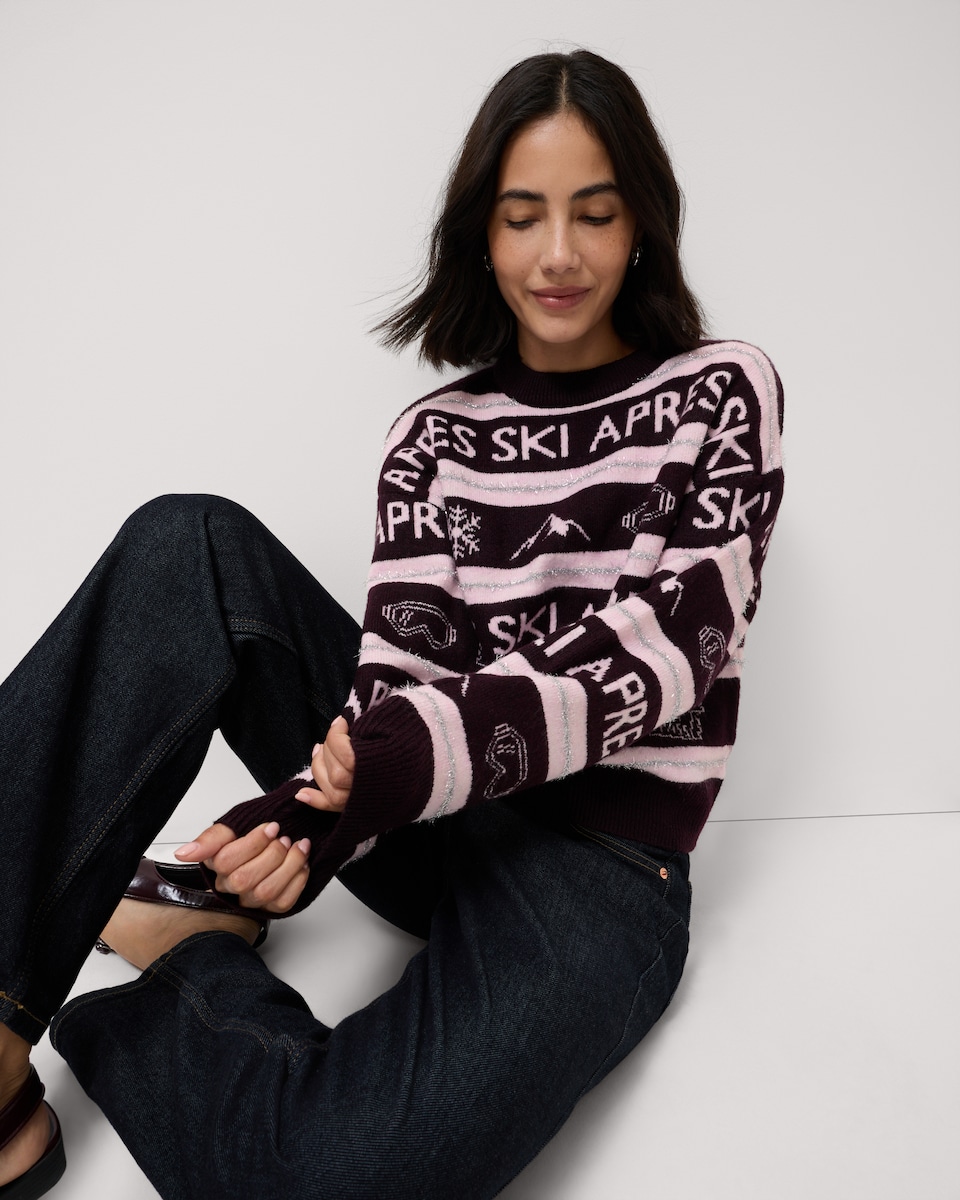 image 1 of F&F Striped Ski Jumper in Pink