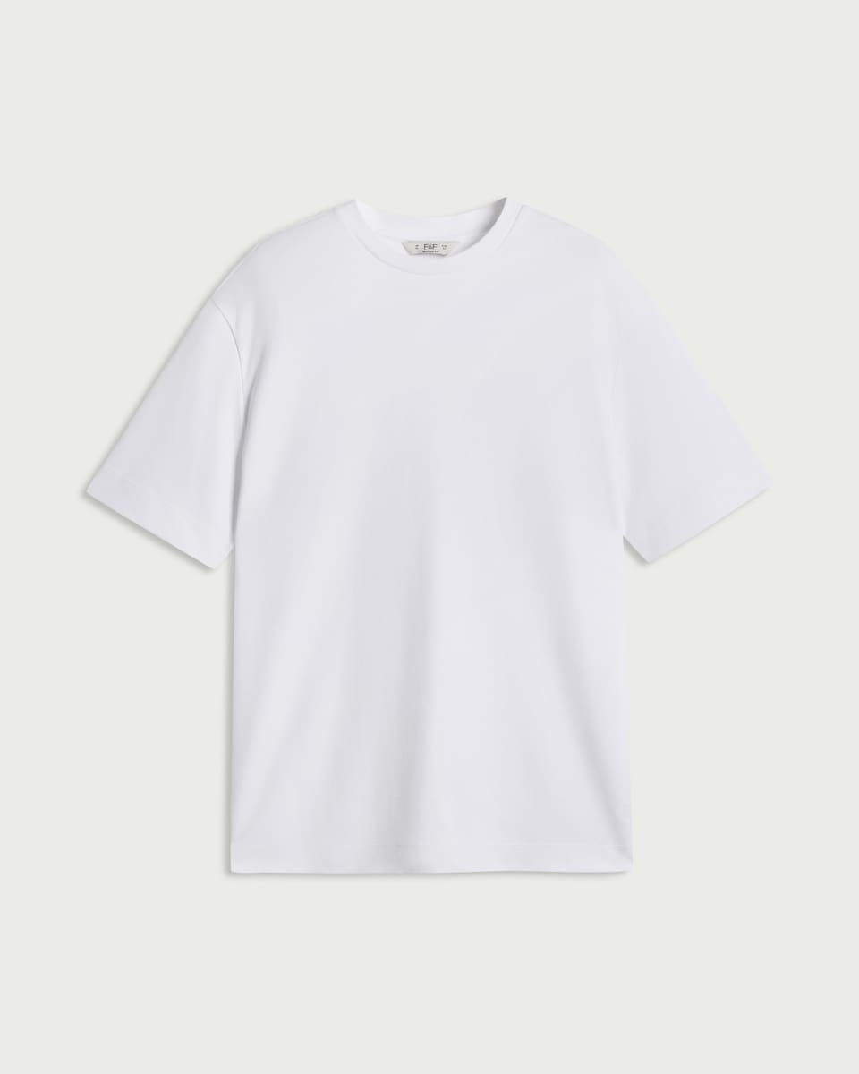 image 1 of F&F Pure Cotton Relaxed Fit T-Shirt in White