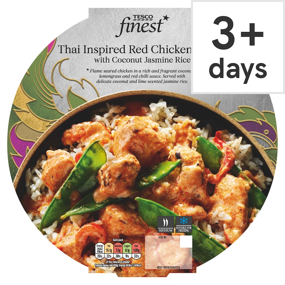 Tesco Finest Thai Inspired Red Chicken Curry & Rice 400G