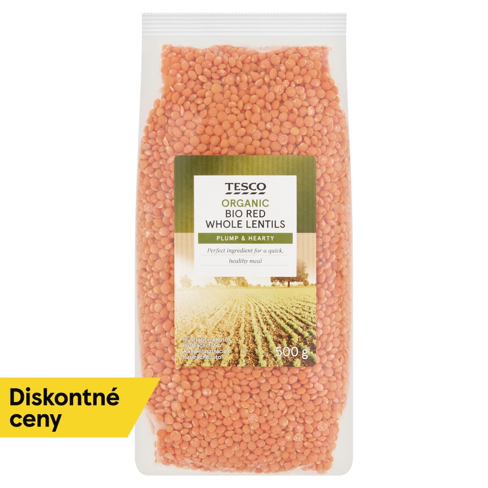 Tesco Bio červená šošovica lúpaná drobnozrnná 500 g