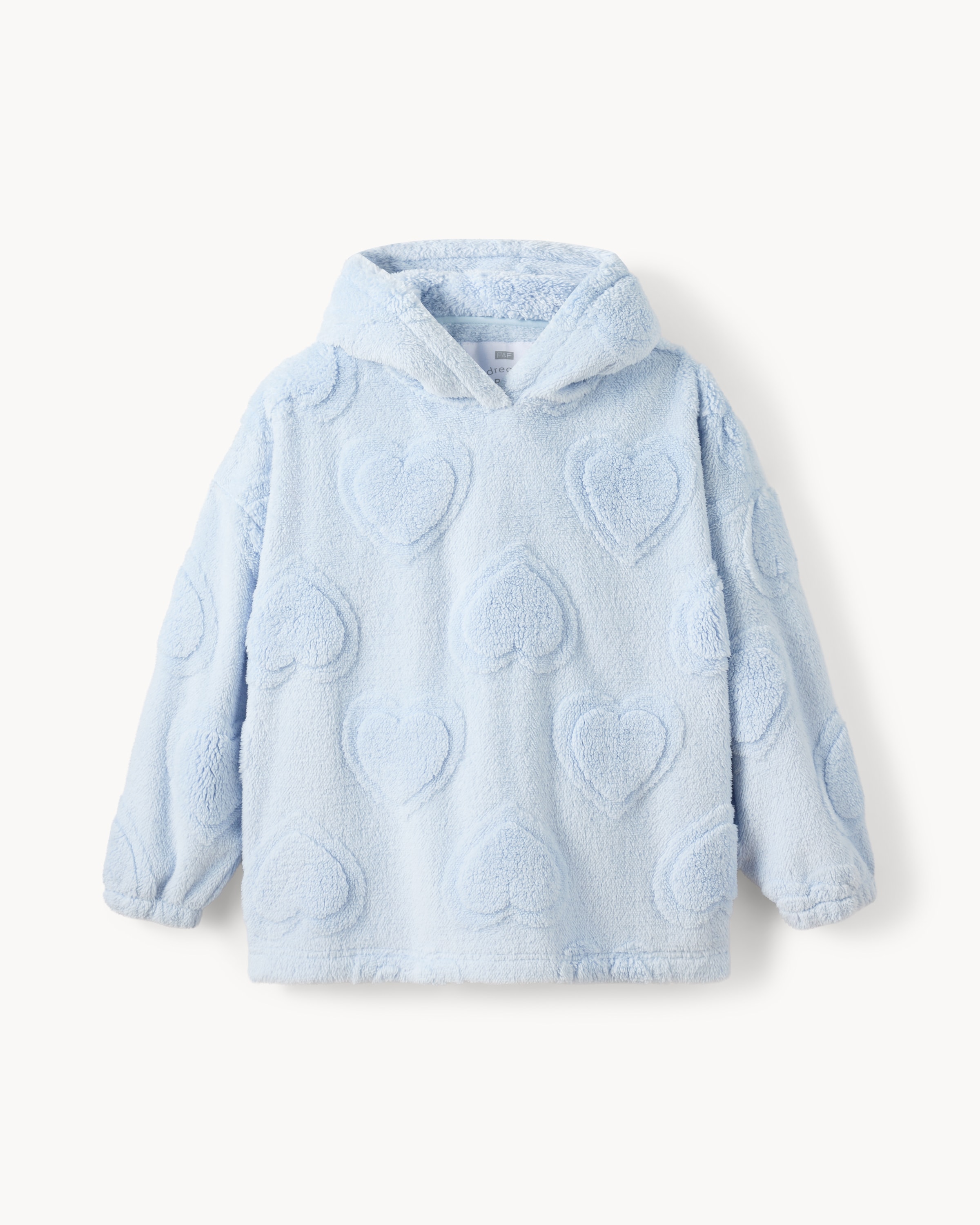 F&F Girls Fleece Heart Pyjama Hoodie in Blue