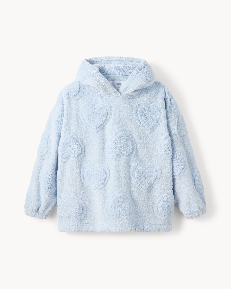 image 1 of F&F Girls Fleece Heart Pyjama Hoodie in Blue