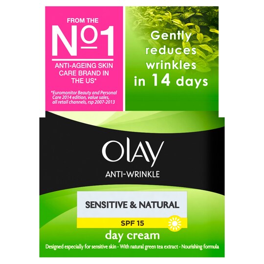 Olay Anti Wrinkle Sensitive And Natural Day Cream Moisturiser Spf 15