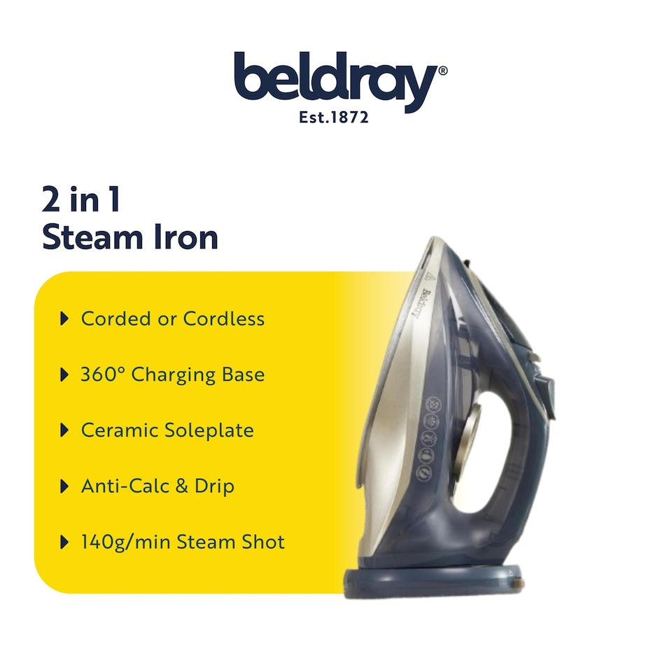 image 1 of Beldray 2 In 1 Cordless Steam Iron