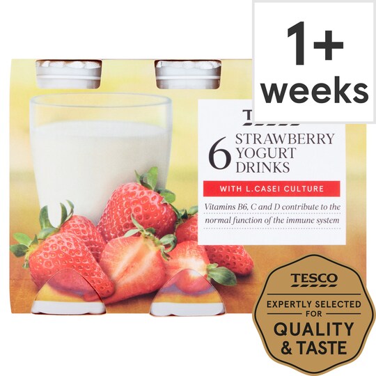 Tesco Strawberry Yogurt Drinks 6X100g Tesco Groceries