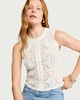 image 1 of F&F Cotton Rich Lace Embroidered Sleeveless Top in Cream