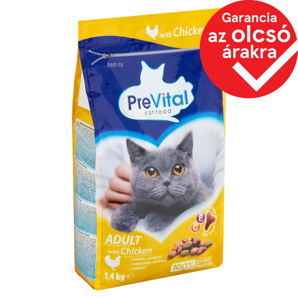 PreVital száraz macskaeledel, macskatáp felnőtt macskáknak csirkével 1,4 kg