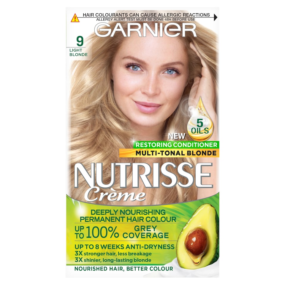 image 1 of Garnier Nutrisse Creme Permanent Hair Colour - 9 Light Blonde