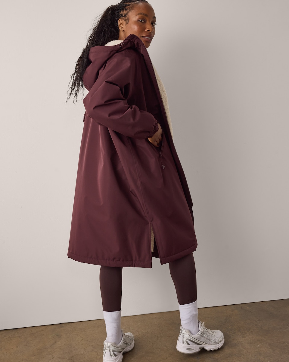 image 1 of F&F Active EVERYWEATHER Waterproof All Weather Robe in Burgundy