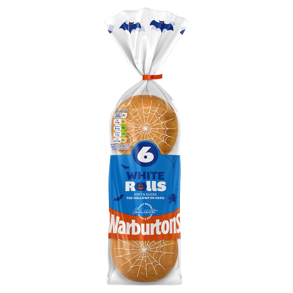 Warburtons Soft White Sandwich Rolls 6 Pack