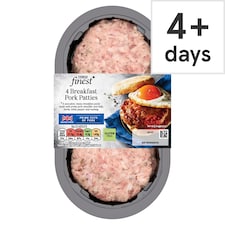 Tesco Finest Breakfast Pork Patties 4 Pack 320g