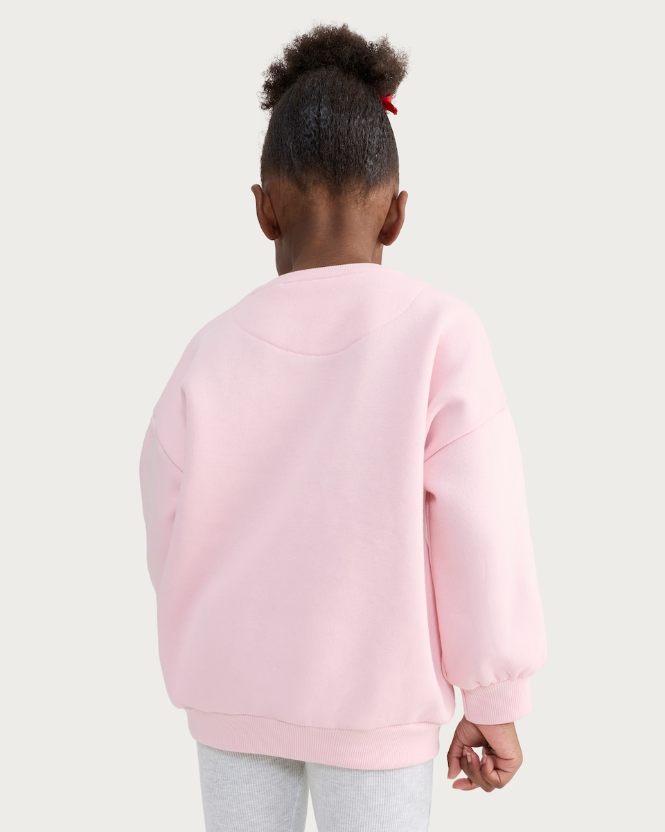 image 1 of F&F Girls Cotton Rich Candy Cane Bow Sweatshirt in Pink