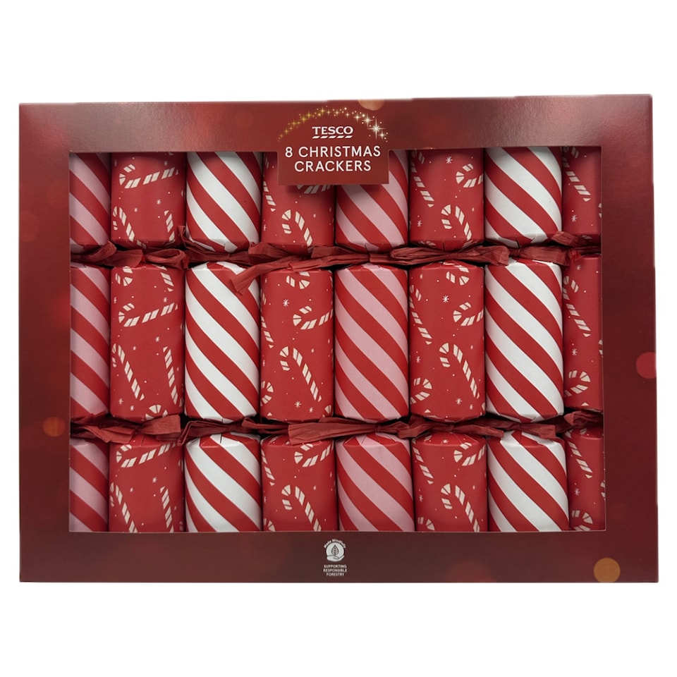 image 1 of Tesco Candy Cane Dinner Christmas Crackers 8 Pack