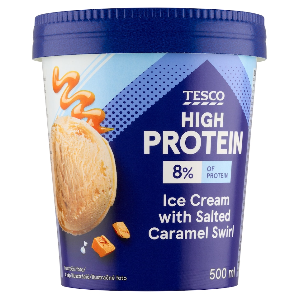 Tesco High Protein mražený krém mléčný s příchutí slaného karamelu 500ml