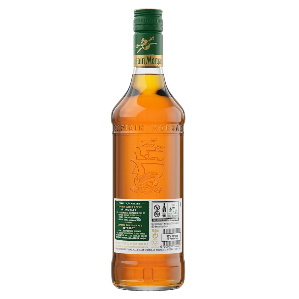 image 1 of Captain Morgan Sliced Apple Spiced Rum Based Spirit Bottle 25% 70Cl