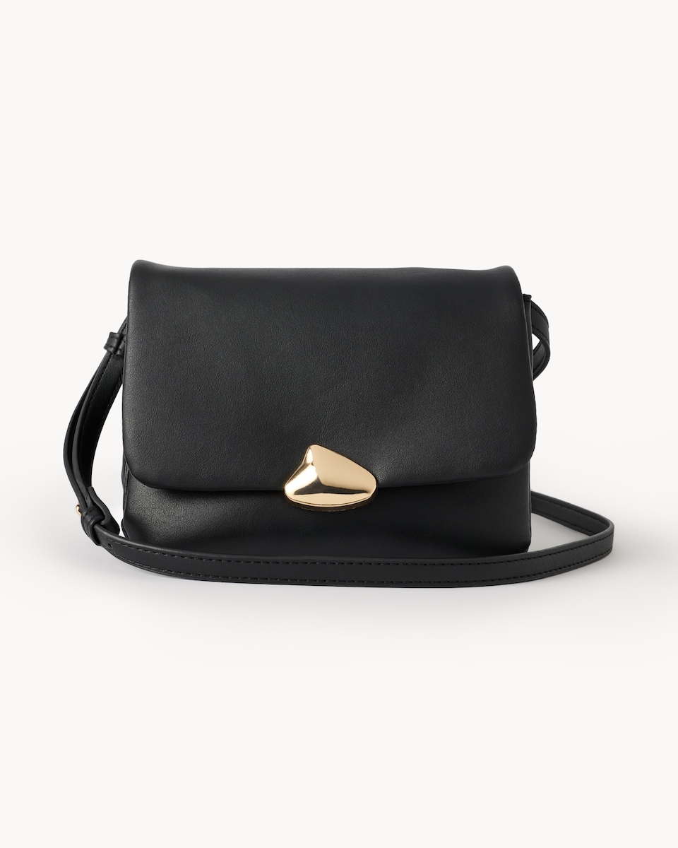 image 1 of SACHA Gold Clasp Crossbody Bag in Black