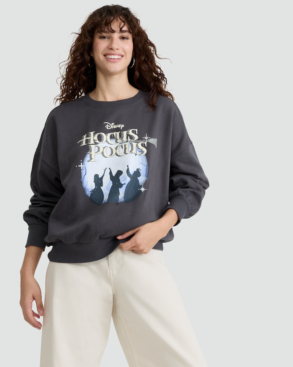 image 1 of Disney Hocus Pocus Cotton Rich Sweatshirt in Grey