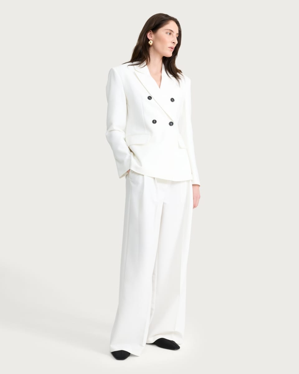 image 1 of F&F Tailored Super Wide Leg Pleated Co-ord Trousers in Cream