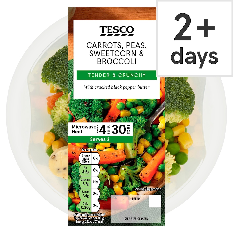 Tesco Peas, Sweetcorn, Broccoli and Carrot 300g