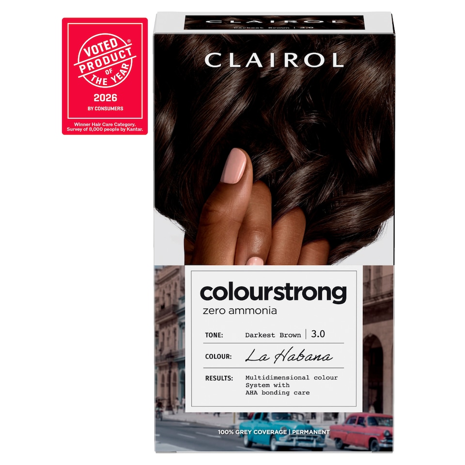 image 1 of CLAIROL COLOUR STRONG PERMANENT HAIR DYE - 3.0 DARKEST BROWN