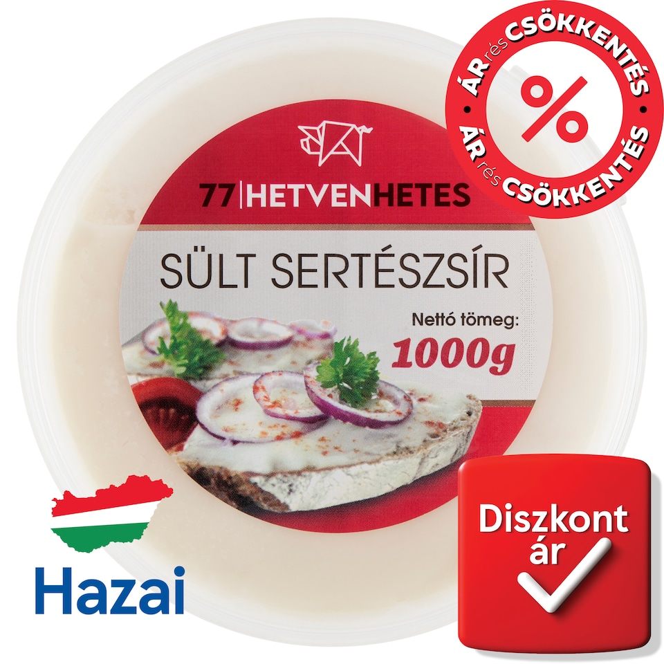 Hetvenhetes sült sertészsír 1000 g