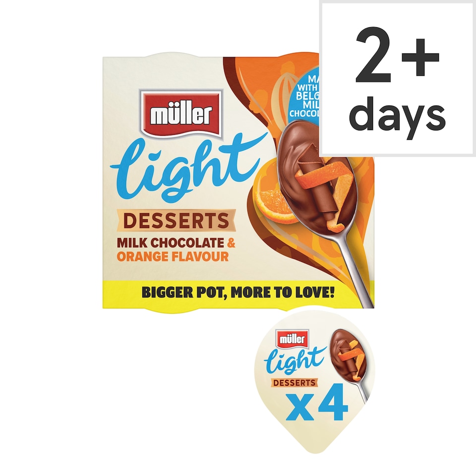 Muller Light Desserts Milk Chocolate & Orange flavour 4x90g