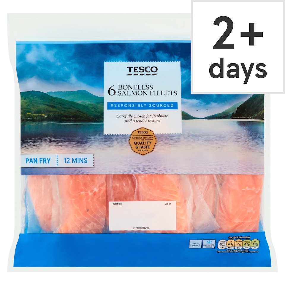 TESCO 6 Boneless Salmon Fillets 780G