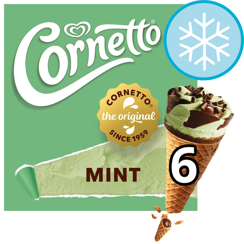 image 1 of Cornetto Mint Ice Cream Cones 6x90ml