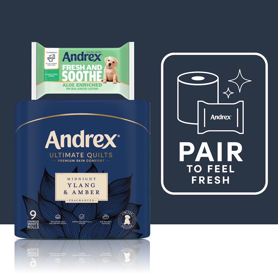 image 1 of Andrex Ultimate Quilts Toilet Tissue Midnight Ylang & Amber 9 Rolls