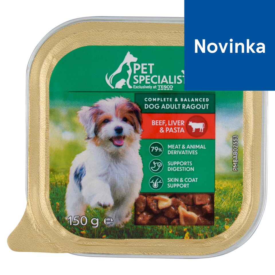 Pet Specialist Kompletné krmivo pre dospelé psy ragú s hovädzinou, pečeňou a cestovinami 150 g