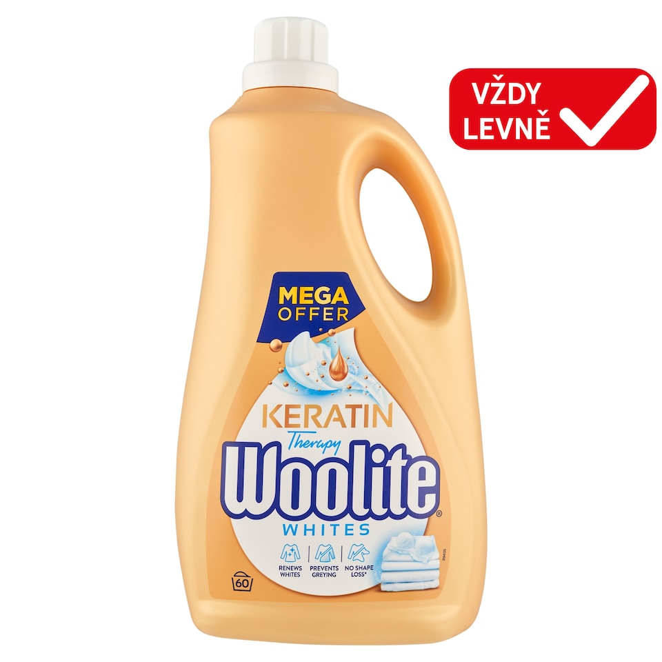 image 1 of Woolite Keratin Therapy Liquid Detergent for White and Light Laundry 60 Washes 3.6L