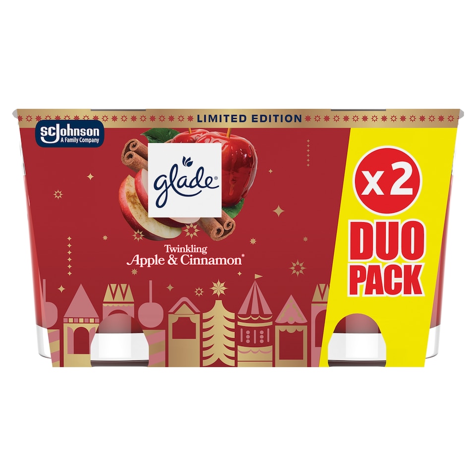 Glade Twinkling Apple & Cinnamon illatgyertya 2 x 112 g (224 g)