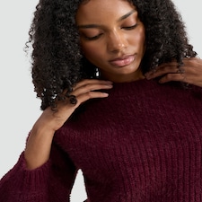 F&F Chenille Ribbed Knit Jumper in Burgundy