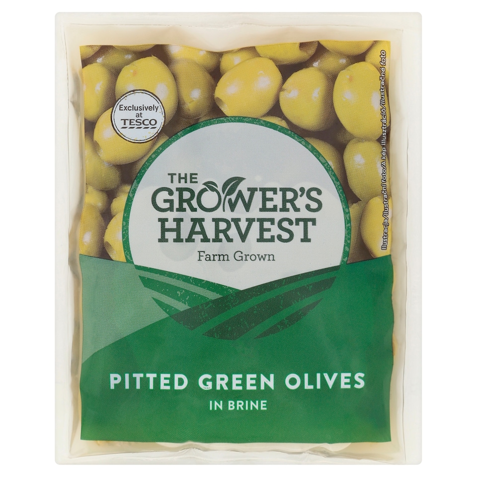 The Grower's Harvest Zelené vykôstkované olivy v slanom náleve 195 g