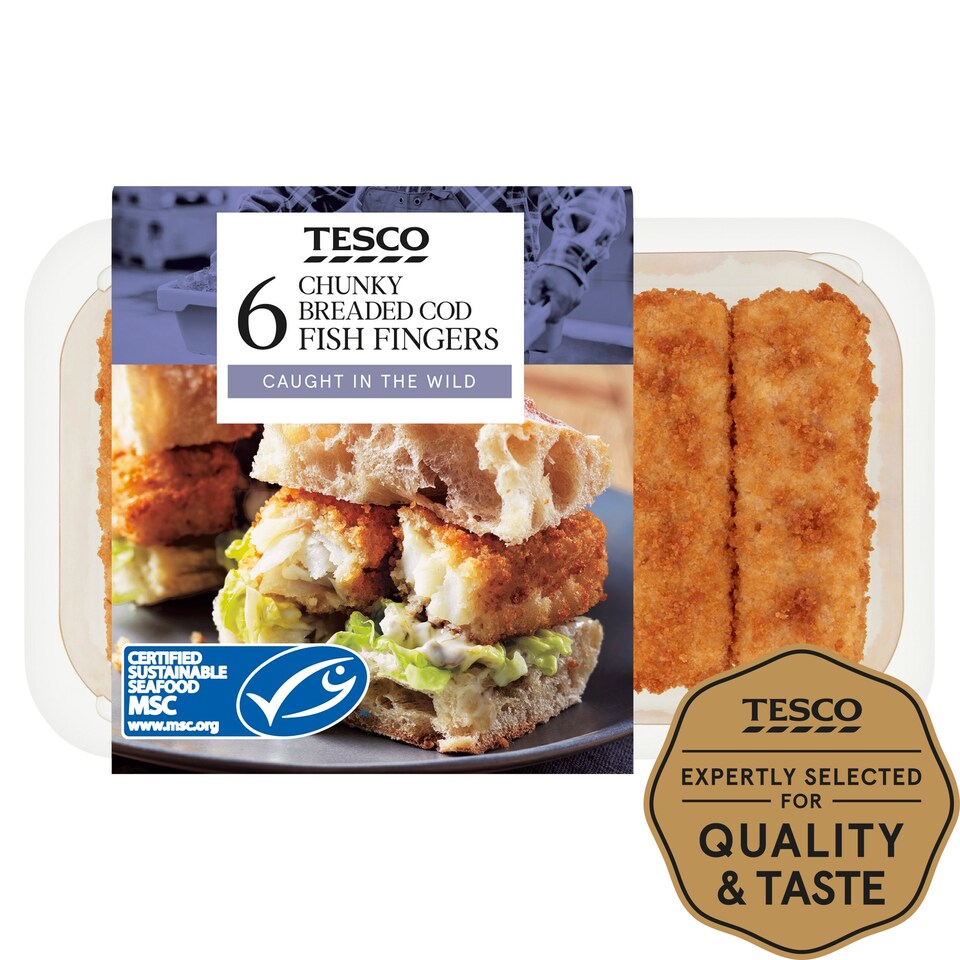 Tesco 6 Breaded Cod Fish Fingers 300G Tesco Groceries