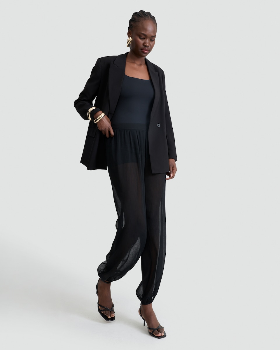 image 1 of F&F Sheer Cuffed Trousers in Black