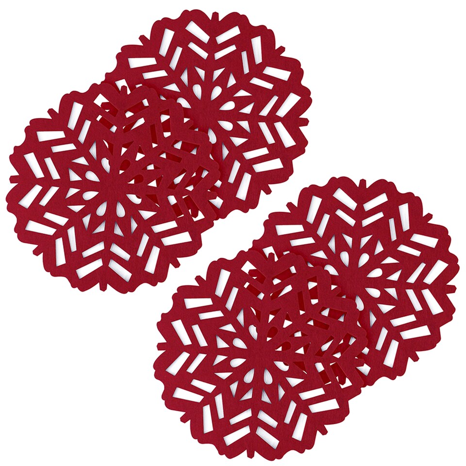 image 1 of F&F Home Red snowflake felt placemat 4 Pack