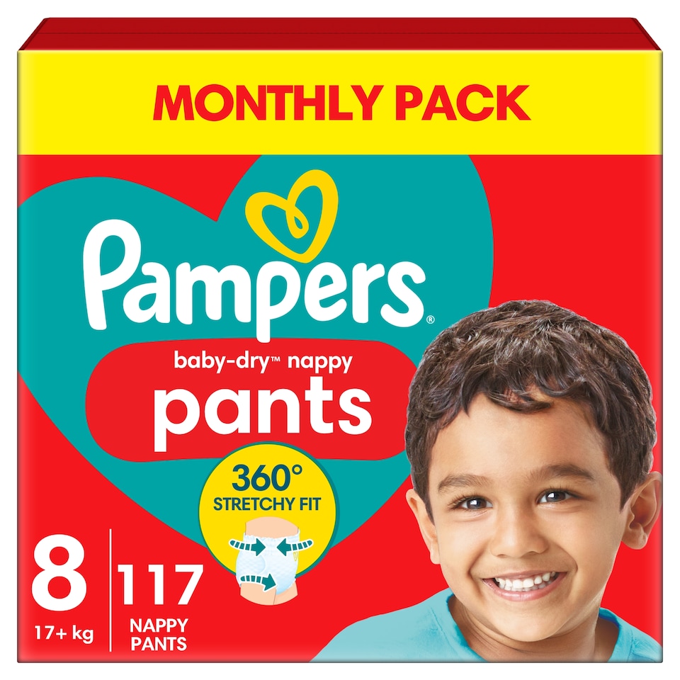 image 1 of Pampers Baby-Dry Nappy Pants Size 8 Monthly Pack 117 Pack