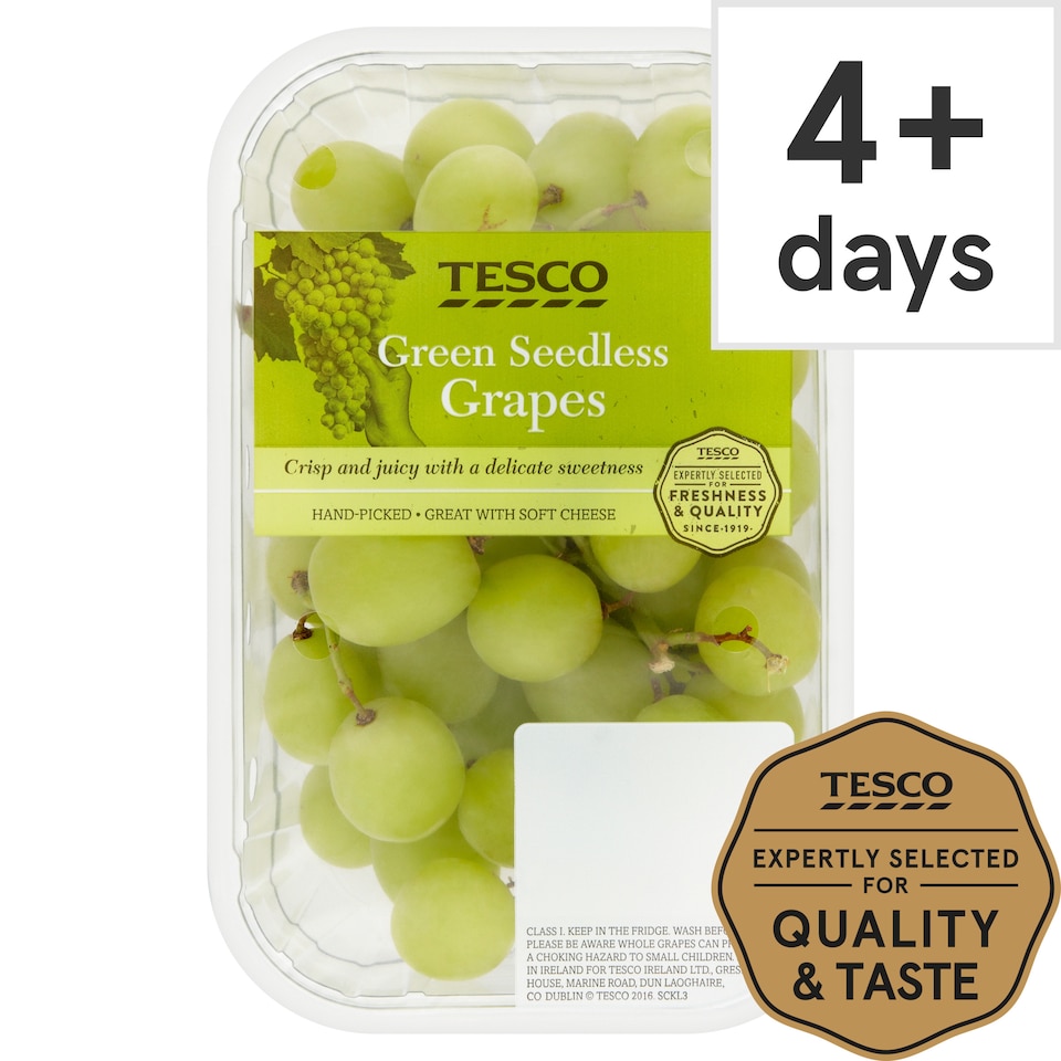 image 1 of Tesco Green Seedless Grapes Pack 500G
