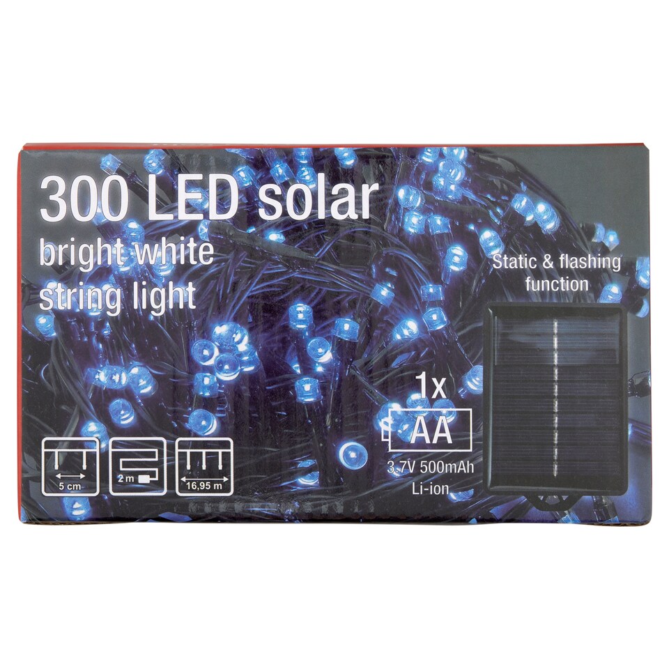 Snow Meister SM2759 300 LED-es napelemes hideg fehér fényfüzér  1. kép