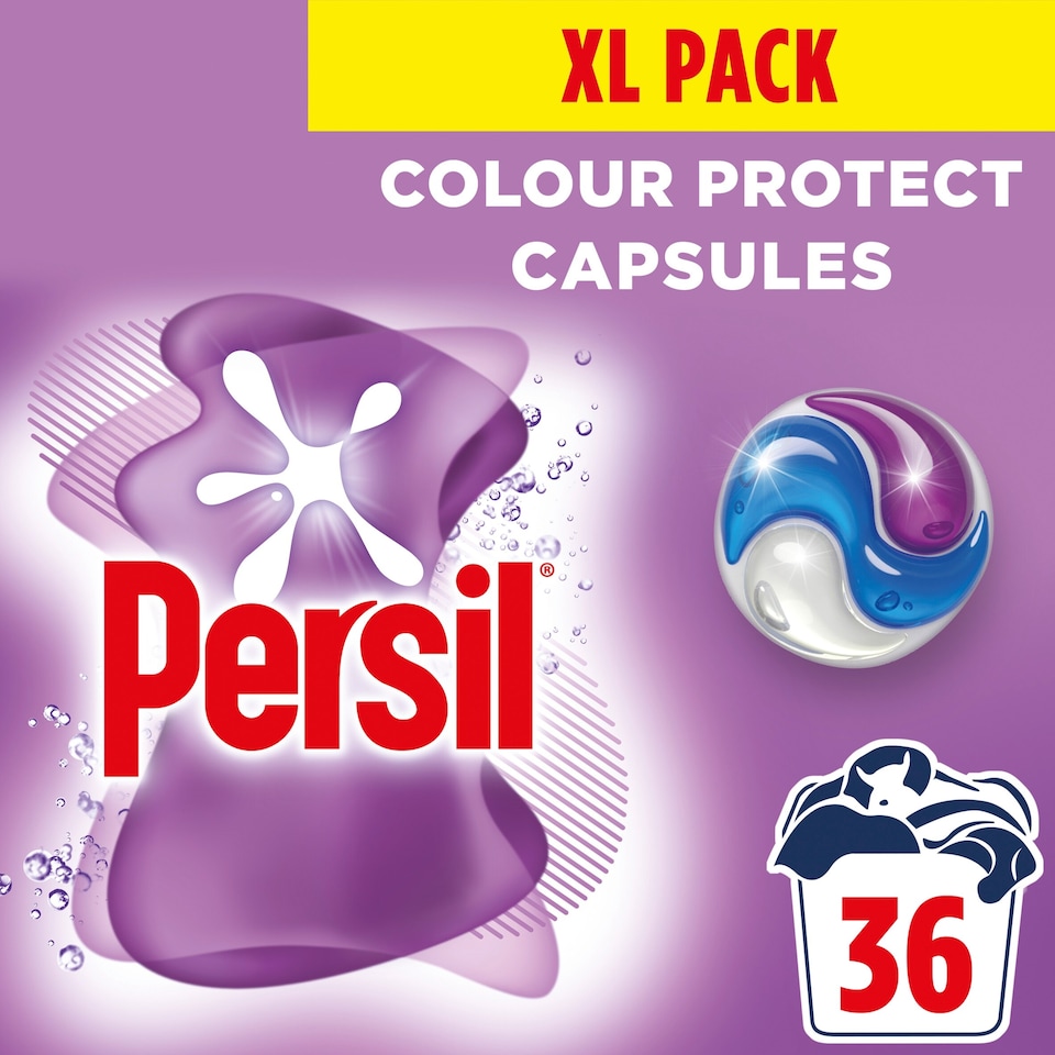 image 1 of Persil Colour Protect 3 in 1 Laundry Washing Detergent Capsules 36 Washes 759.6g