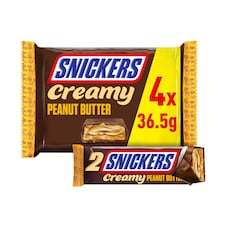 Snickers Creamy Peanut Butter & Milk Chocolate Duo Bars 4 x 36.5g